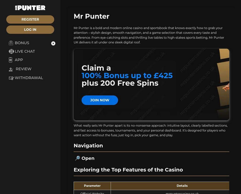Mr Punter - Log in en claim 100% + 200 gratis spins